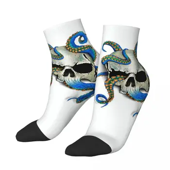 Носки с изображением черепа и осьминога, короткие Уникальные повседневные дышащие носки для взрослых до щиколоток