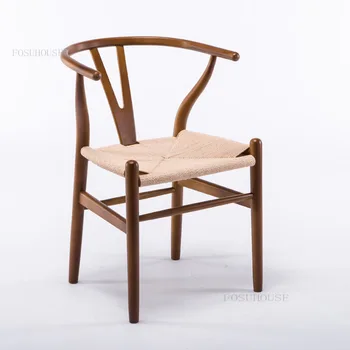 Обеденные стулья из массива дерева Современные мобильные Дизайнерские кухонные стулья для гостиной в скандинавском стиле Креативная Индивидуальная мебель для дома