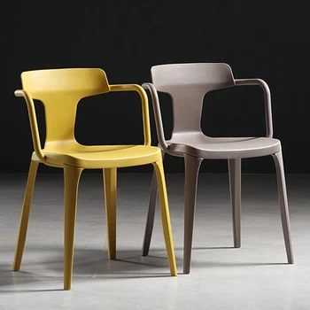 Обеденный стул для отдыха Современные Простые стулья для столовой Пластиковый стул со спинкой Кресло для встреч на открытом воздухе Белый Скандинавский стул
