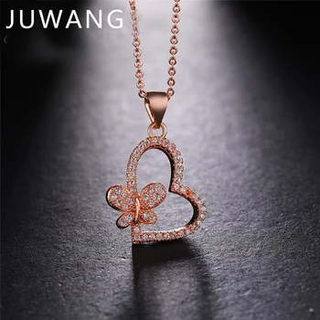 Ожерелья с подвеской в виде сердца JUWANG, Романтические свадебные украшения для мужчин, женщин, Пара, Ожерелье с бабочкой, Подарок на Годовщину Влюбленного Сердца