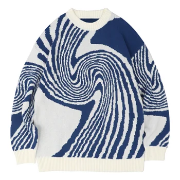 Осенне-зимний свитер Для мужчин и женщин, вязаный свитер Whirlpool, Harajuku, Свободный Повседневный вязаный свитер, пуловер, уличная одежда в стиле хип-хоп