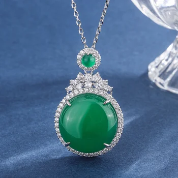 подлинный люксовый бренд настоящие драгоценности Нефрит инкрустированный халцедоном нефритовое зеленое ожерелье Женская подарочная подвеска высокого качества