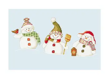 Поздравление с тремя снеговиками для рукоделия, наборы для вышивания счетным крестиком, Новый стиль рисования счетным крестом
