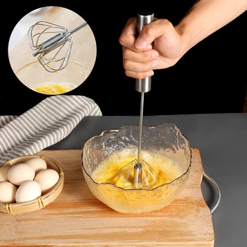 Полуавтоматическая вращающаяся взбивалка для яиц, Кухонные Принадлежности, Блендер, Инструменты для выпечки, Ручной миксер для яиц, Кухонные приспособления из нержавеющей стали