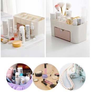 Портативный прозрачный органайзер для макияжа, различные отделения для хранения различных предметов.