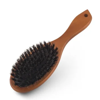 Расческа из натуральной кабаньей щетины, массажная расческа, Антистатическая щетка для волос, гребень для волос с буковой деревянной ручкой, инструмент для укладки волос