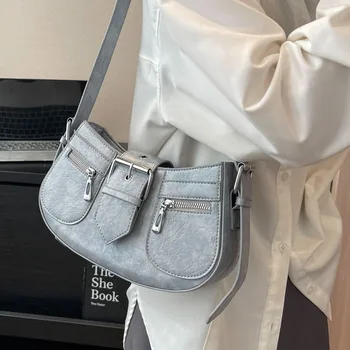 Роскошная дизайнерская сумка из искусственной кожи, однотонная женская сумка, сумки через плечо из полиэстера, женские сумки через плечо с двойным замком-молнией и пряжкой, кошелек