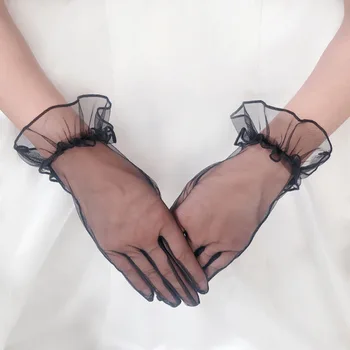 Свадебные перчатки для невесты Сетчатые кружевные вечерние перчатки для невесты с коротким рукавом Простые однотонные элегантные эластичные рукавицы
