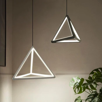 Светодиодный подвесной светильник для ресторана, современный, простой, креативный, персонализированный подвесной светильник для бара с треугольной геометрией