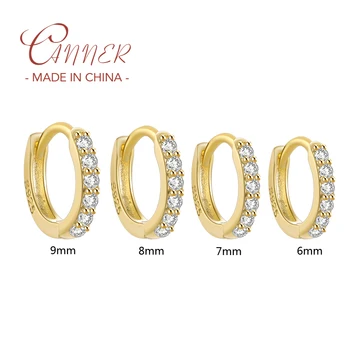 Серьги-кольца CANNER из настоящего серебра 925 пробы с кубическим цирконием для женщин, серьги-кольца в виде круглого круга, трендовые украшения для пирсинга 2023 года