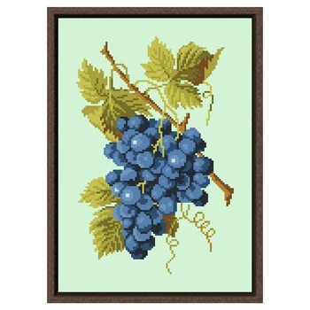 Синий виноград набор для вышивания крестом фруктовый узор дизайн 18 карат 14 карат 11 карат светло-желтый холст Вышивка крестиком DIY рукоделие