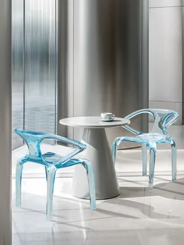 Скандинавские кухонные обеденные стулья, Дизайн мебели из прозрачной смолы, Акриловое индивидуальное кресло, Роскошное офисное кресло для домашней гостиной.