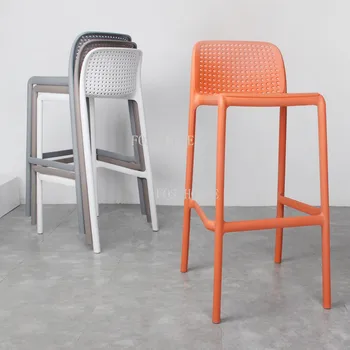 Скандинавские минималистичные пластиковые барные стулья, легкий роскошный барный стул со спинкой для дома, кухонная мебель, стул для стойки регистрации, уличный высокий барный стул
