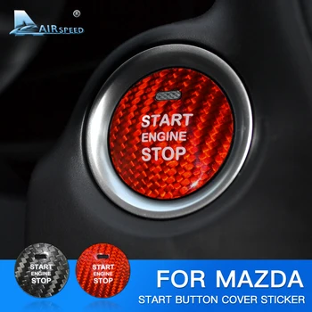 Скорость Полета для Mazda Axela Atenza CX3 CX4 CX5 CX8 MX5 Аксессуары Наклейка Из Углеродного Волокна Настоящая Внутренняя Отделка Автомобиля Кнопка Запуска Двигателя