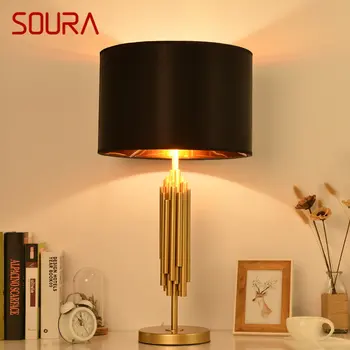 Современная настольная лампа SOURA с затемнением LED Creative Classics с черным абажуром Настольная лампа для дома Гостиной Спальни
