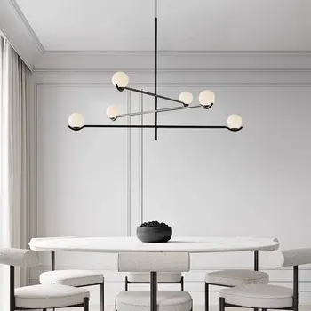 Современная светодиодная люстра в скандинавском минималистичном стиле, креативный подвесной светильник для спальни черного /золотого цвета, подходящий для ламп для гостиной и столовой