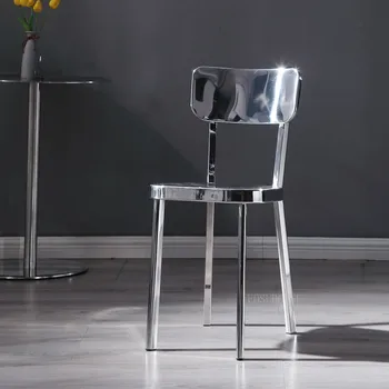 Современные обеденные стулья Со спинкой из нержавеющей стали, обеденный стул, уличный стул, Железные Металлические Бытовые Простые обеденные стулья, Табурет, стул