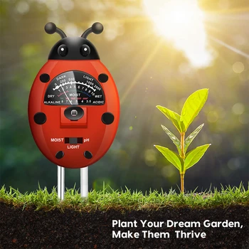 Тестер почвы Ladybug 3 В 1 PH-метр, измеритель влажности растений, анализ интенсивности солнечного света, сигнализация, монитор для проверки кислотности почвы