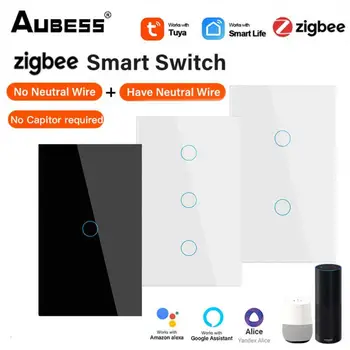 Требуется Нейтральный провод Zigbee Switch / нет Нейтрального провода Smart Switch 1gang 2gang 3gang Через Alexa Google Home Assistant Smart Light S