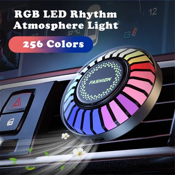 Управление звуком голосом автомобиля, RGB светодиодная лента, Ритм, атмосфера, свет, музыка, Ритмическая лампа, Освежитель воздуха, 256 цветов, опция управления приложением