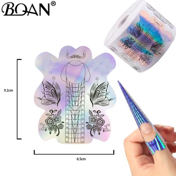 Формы для наращивания ногтей BQAN Rainbow Наклейки Держатель для гелевых акриловых наконечников Формы для наращивания французских ногтей Лазерная Бабочка