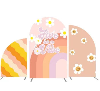 Цветок маргаритки в стиле бохо, заводной Детский душ, Арочный настенный фон, обложка, фотография на день рождения Радужной девочки