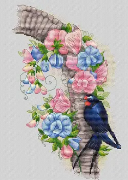 Цветы и птицы высочайшего качества, красивый Набор для вышивания крестиком, высота, ручная работа иглой