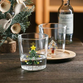 Чашка в виде рождественской елки, Термостойкие стаканчики оптом, стеклянная чашка, кофейная кружка, украшения для дома, Рождественская бутылка для воды
