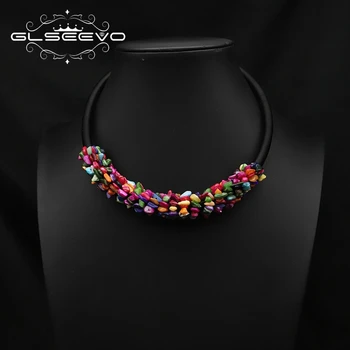 Эффектное ожерелье GLSEEVO, Богемное вязаное плетеное ожерелье для женщин, Плетеное ожерелье ручной работы, модные украшения для шеи в стиле ретро, подарки